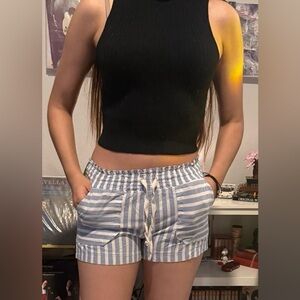 Striped Blue and White Women's Shorts